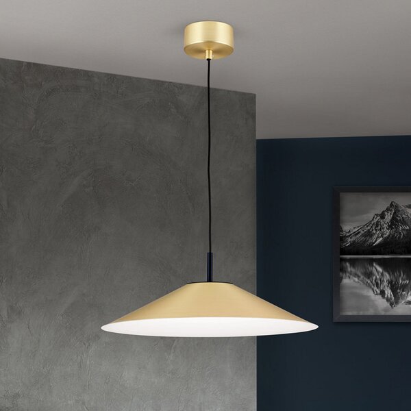 ORION Lampă pendul LED Gourmet, abajur alamă mată, reglabil, Auriu / Alamă, Camera de zi / sufragerie, Metal, Modern