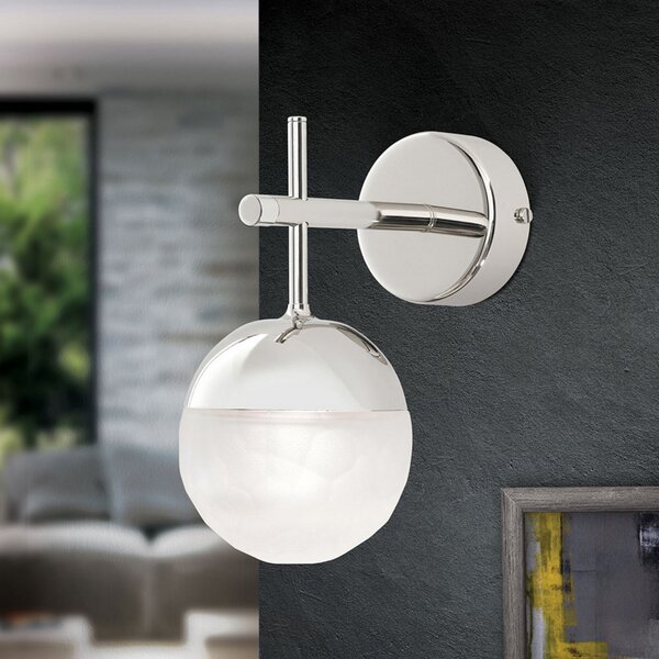 ORION Aplică de perete LED Ball, 1 bec, nichel, în jos, reglabil, Metalic, Camera de zi / sufragerie, Metal, Modern