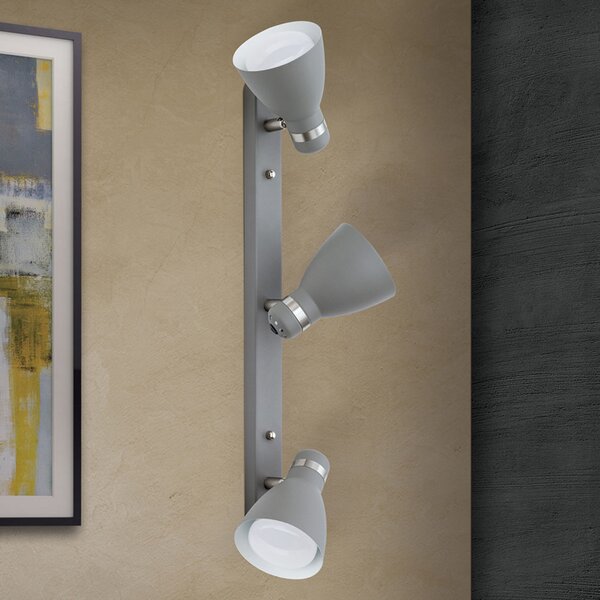 ORION Spot tavan School, 3 becuri, gri, reglabil, Gri, Camera de zi / sufragerie, Metal, Modern