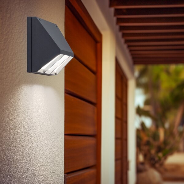 BEGA Aplică de exterior Bega LED 22256 K3, DALI, grafit, aluminiu turnat, reglabil, Gri, Aluminiu, Soclu de perete jos
