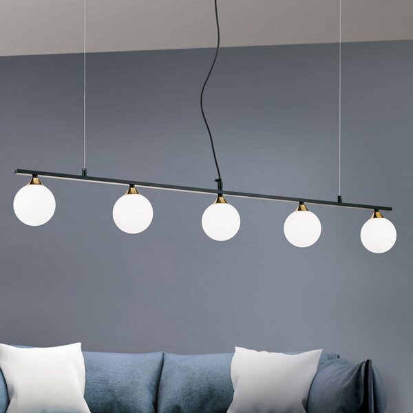 ORION Lampă pendul Snowwhite 5 becuri, negru, reglabil, Negru, Camera de zi / sufragerie, Metal, Modern