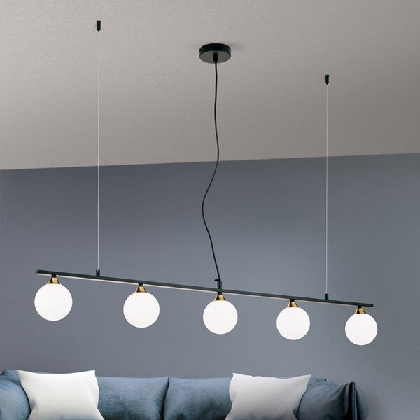 ORION Lampă pendul Snowwhite 5 becuri, negru, reglabil, Negru, Camera de zi / sufragerie, Metal, Modern