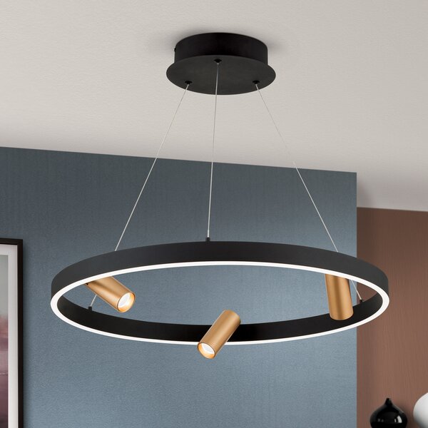 ORION Lampă suspendată LED Berlin cu 3 proiectoare, reglabil, Negru, Camera de zi / sufragerie, Metal, Modern