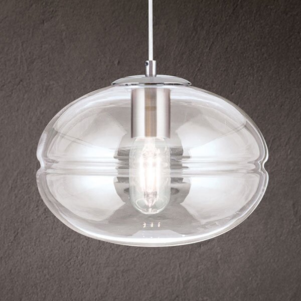 ORION Lampă susp. Richard, metal nichel, sticlă transp., reglabil, Gri, Camera de zi / sufragerie, Metal, Modern