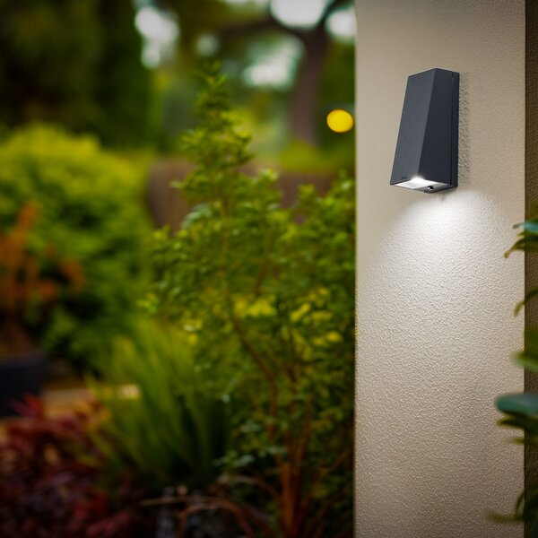 BEGA Bega LED lampă de perete exterior 33513 K4, 4.000 K, grafit, aluminiu, Gri, Aluminiu, Modern, Soclu de perete jos