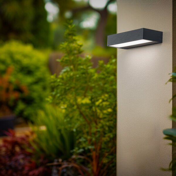 BEGA Bega LED lampă de perete pentru exterior 24472 K4, 4.000 K, grafit,, Gri, Aluminiu, Modern, Soclu de perete jos