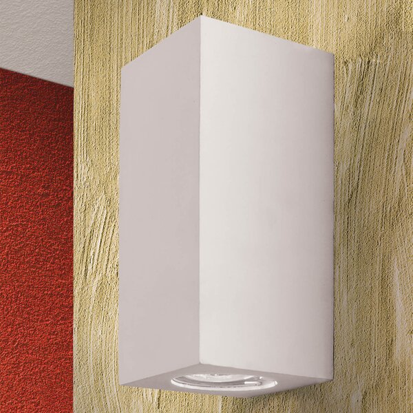 ORION Aplică Cube, albă, înălțime 15,5 cm, ceramică, sus/jos, reglabil, Alb, Hol, Ceramică, Modern, Perete unghiular