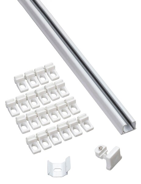 Șină de tavan din aluminiu TS, simplă, 180 cm – set complet