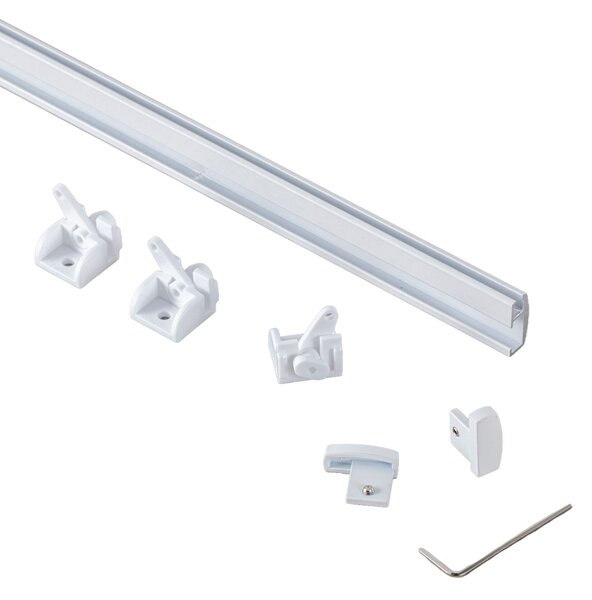 Șină de tavan din aluminiu Premium, simplă, 150 cm, albă – set complet