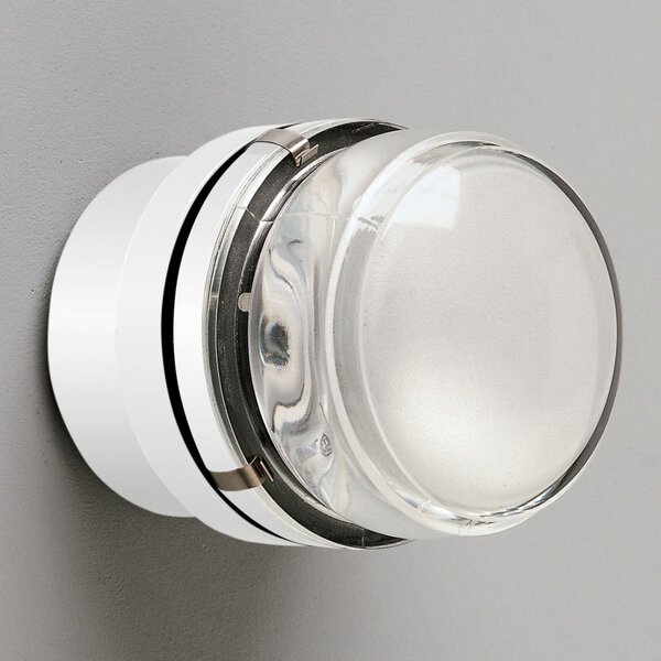 Oluce Fresnel - Aplică cu lentilă din sticlă IP44, alb, reglabil, Transparent, Baie, Sticlă, Design, Plafon rotund direct