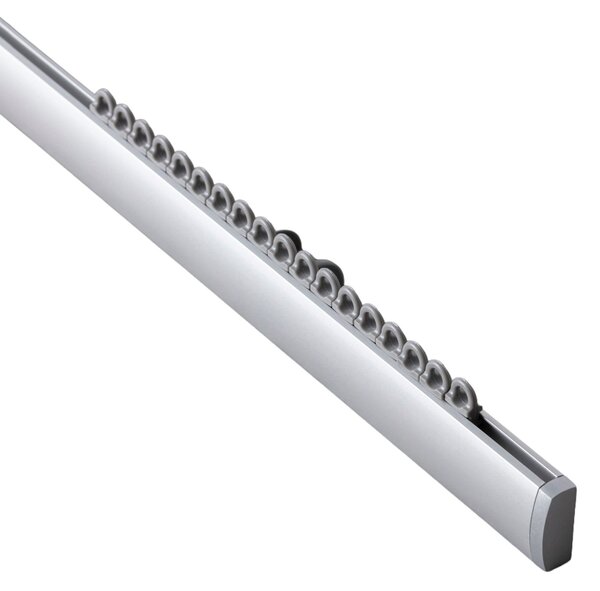 Șină de tavan din aluminiu Premium, simplă, 150 cm, argintie – set complet