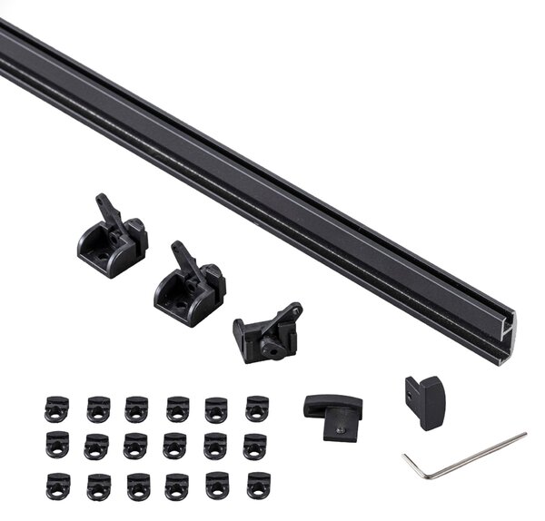 Șină de tavan din aluminiu Premium, simplă, 150 cm, neagră – set complet
