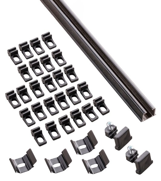 Șină de tavan din aluminiu TS, simplă, 210 cm, neagră – set complet