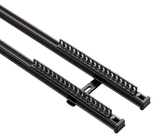 Șină de tavan din aluminiu TS dublă, 150 cm, neagră – set complet