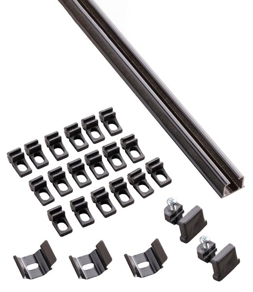 Șină de tavan din aluminiu TS, simplă, 150 cm, neagră – set complet