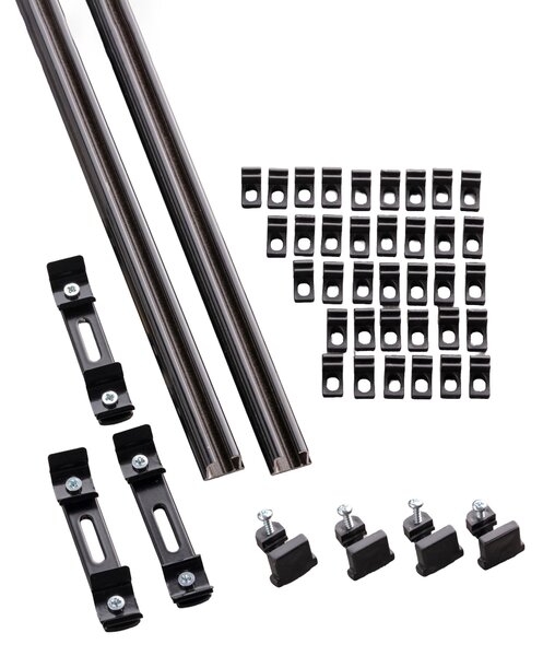 Șină de tavan din aluminiu TS dublă, 150 cm, neagră – set complet