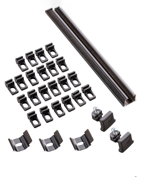 Șină de tavan din aluminiu TS, simplă, 180 cm, neagră – set complet