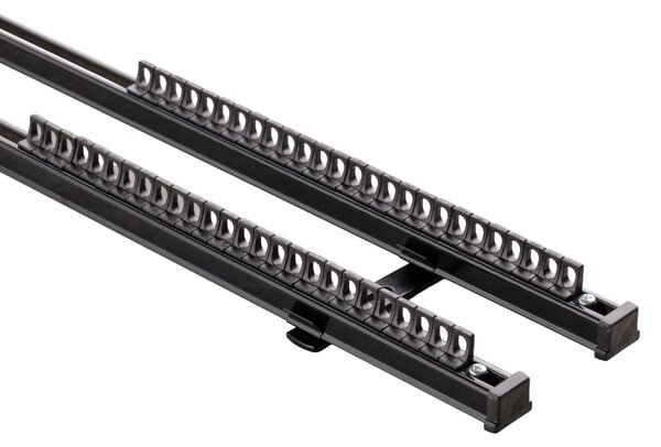 Șină de tavan din aluminiu TS, dublă, 210 cm, neagră – set complet