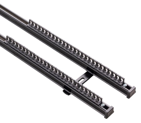 Șină de tavan din aluminiu TS, dublă, 210 cm, neagră – set complet