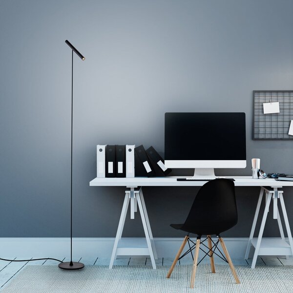 PURE Lampadar LED Tutua, cu senzor de intensitate luminoasă, negru, reglabil, Negru, Camera de zi / sufragerie, Metal, Modern