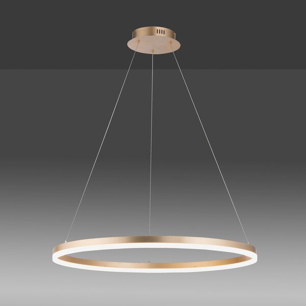 Paul Neuhaus Lampă suspendată LED Titus, Ø 80 cm, alamă, dimabil, reglabil, Auriu / Alamă, Camera de zi / sufragerie, Metal, Modern