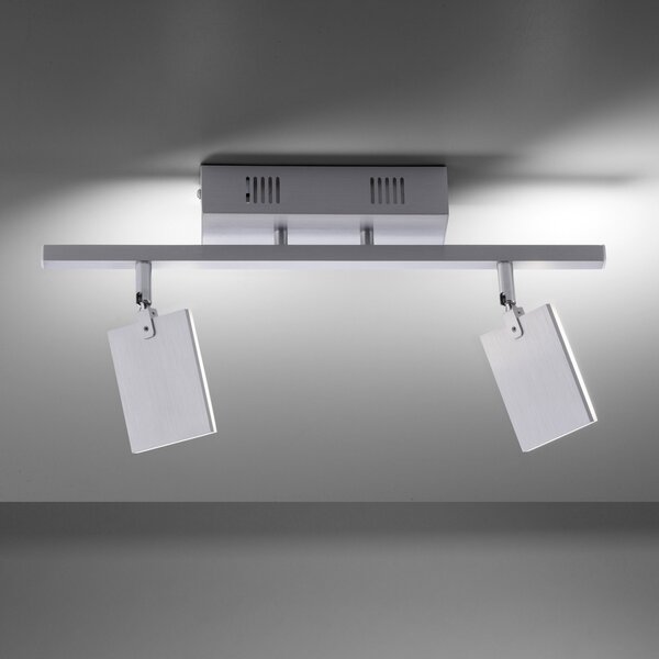 PURE Mira plafonieră LED 2 becuri Remote CCT alu, reglabil, Metalic, Camera de zi / sufragerie, Metal, Modern
