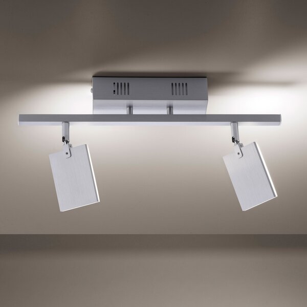 PURE Mira plafonieră LED 2 becuri Remote CCT alu, reglabil, Metalic, Camera de zi / sufragerie, Metal, Modern