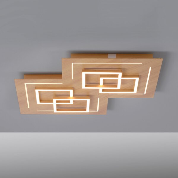 Q-Smart-Home Paul Neuhaus Q-LINEA plafonieră LED, lemn, 60 cm, reglabil, Lemn, Camera de zi / sufragerie, Metal, Modern