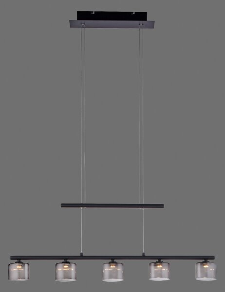 Paul Neuhaus Hydra lampă suspendată LED, negru, sticlă, 80 cm, Negru, Camera de zi / sufragerie, Sticlă, Modern