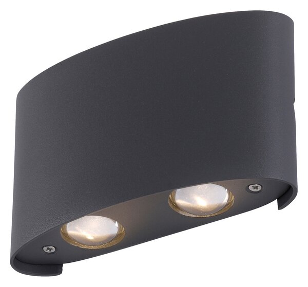 Paul Neuhaus Aplică LED pentru exterior Carlo, 13 cm, negru, Negru, Metal, Modern