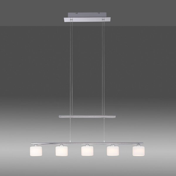 Paul Neuhaus Lampă suspendată LED Hydra, culoare oțel, sticlă, 80cm, Metalic, Camera de zi / sufragerie, Sticlă, Modern