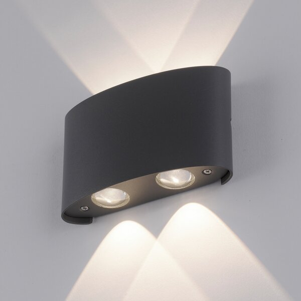 Paul Neuhaus Aplică LED pentru exterior Carlo, 13 cm, negru, Negru, Metal, Modern