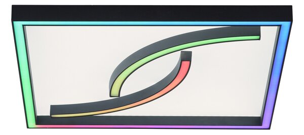 Paul Neuhaus Plafonieră LED Serpent, dimabilă, RGBW, pătrat, reglabil, Negru, Camera de zi / sufragerie, Metal, Modern