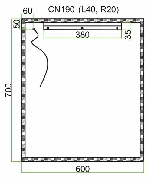 Mereo, Dulap baie Mereo 60 cm, dulap cu oglindă, argintiu, MER-CN190