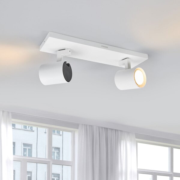 Philips Runner plafonieră LED alb 2 becuri, Alb, Camera de zi / sufragerie, Metal, Modern