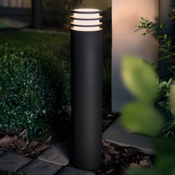 Philips Hue Bornă luminoasă Lucca, inteligentă, neagră, IP44, reglabil, Negru, Metal, Modern