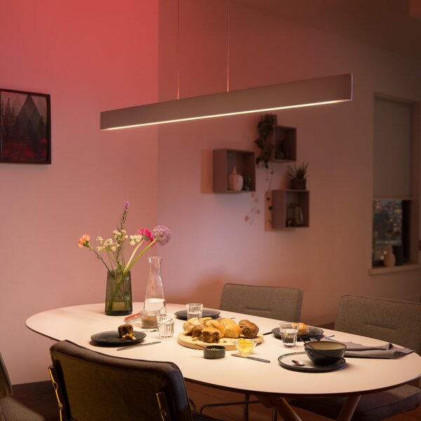 Philips Hue Ensis lampă suspendată LED, RGBW, reglabil, Alb, Camera de zi / sufragerie, Metal, Modern