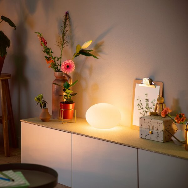 Philips Hue Lampa de masă LED Flourish, RGBW, reglabil, Alb, Camera de zi / sufragerie, Sticlă, Modern