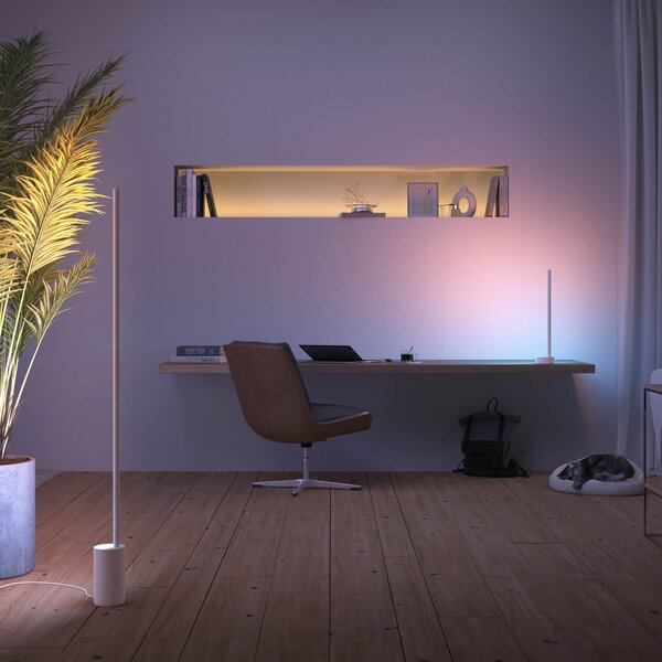 Philips Hue Gradient Signe lampă de podea LED alb, reglabil, Alb, Camera de zi / sufragerie, Metal