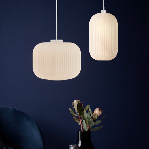 Lustră Pendul Nordlux, Milford 20, reglabil, Alb, Camera de zi, Sticlă, Scandinavă