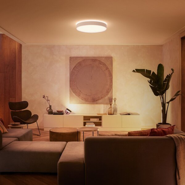 Philips Hue Plafonieră cu LED Enrave de 55,1 cm alb, reglabil, Alb, Camera de zi / sufragerie, Metal, Modern