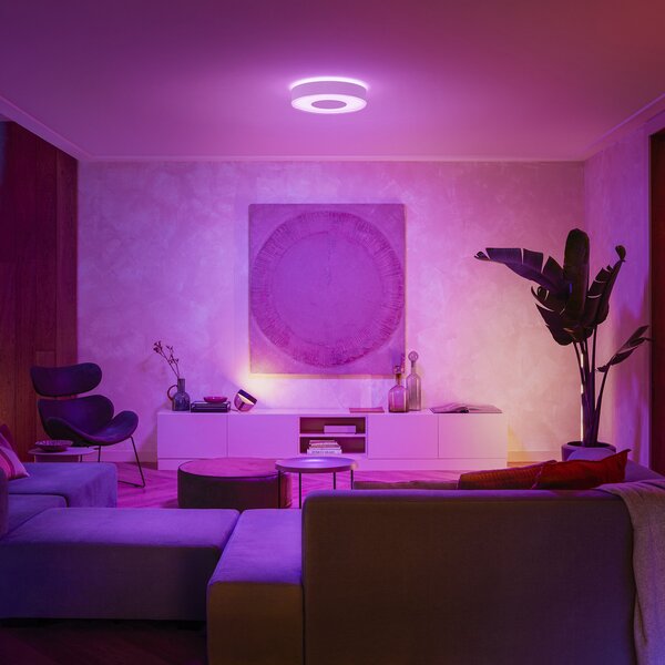 Philips Hue Infuse plafonieră LED, dimabil, 38,1 cm, albă, reglabil, Alb, Camera de zi / sufragerie, Metal, Modern