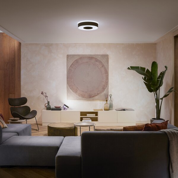 Philips Hue Infuse plafonieră LED, 38,1 cm, negru, dimabil, reglabil, Negru, Camera de zi / sufragerie, Metal, Modern