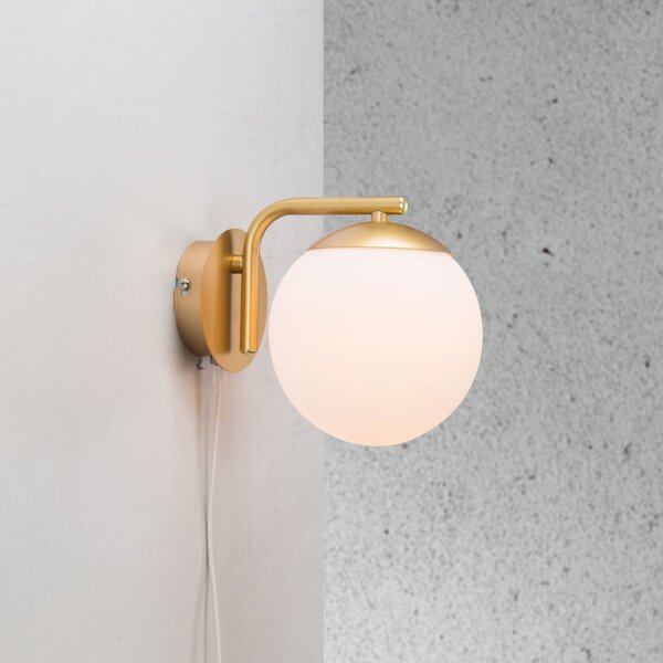 Lampă de perete Nordlux, Grant, Auriu / Alamă, Camera de zi, Sticlă