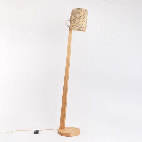 Almut von Wildheim ALMUT 1411 lampă de podea cilindrică Ø30cm pajiște, reglabil, Lemn, Camera de zi / sufragerie, Lemn, Casă de țară / Rustic