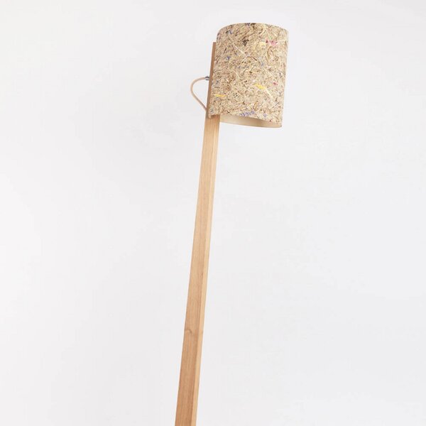 Almut von Wildheim ALMUT 1411 lampă de podea cilindrică Ø30cm pajiște, reglabil, Lemn, Camera de zi / sufragerie, Lemn, Casă de țară / Rustic