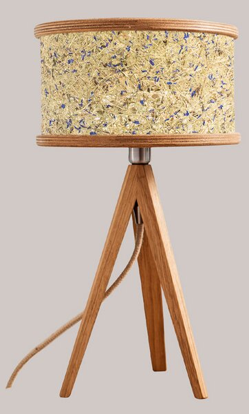 Almut von Wildheim ALMUT 2610 lampă de masă, fân cu albăstrele, Lemn, Camera de zi / sufragerie, Lemn, Casă de țară / Rustic, Tripod