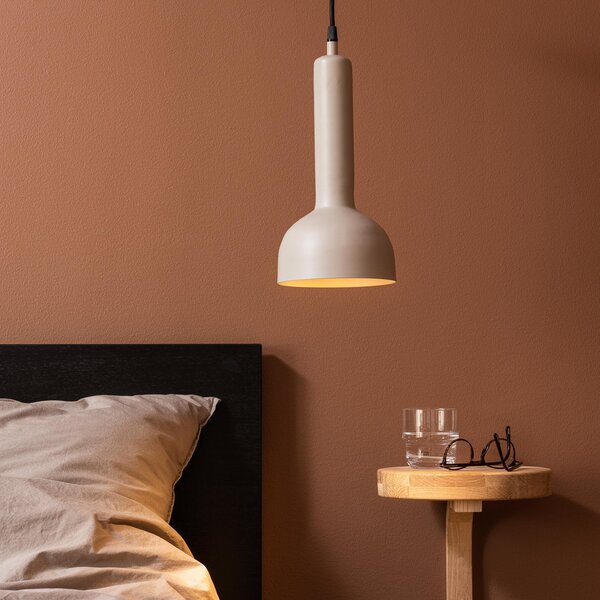 PR Home lampă suspendată Bainbridge, bej, Ø 15 cm fișă metalică, Bej, Camera de zi / sufragerie, Metal, Scandinavă