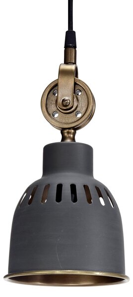 PR Home Lampă suspendată Cleveland, Ø 14 cm, gri/zahăr, reglabil, Gri, Camera de zi / sufragerie, Metal, Design industrial