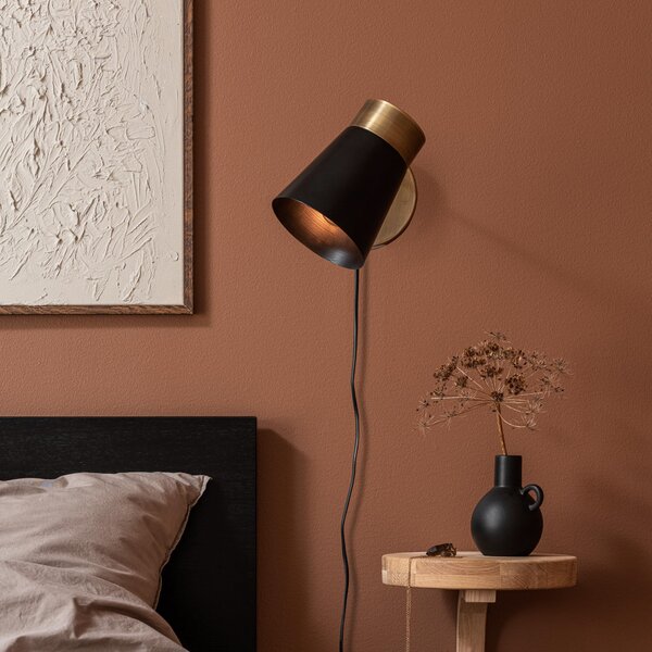 PR Home Luna aplică de perete negru/alamă antic, Bronz / Alamă Veche, Camera de zi / sufragerie, Metal
